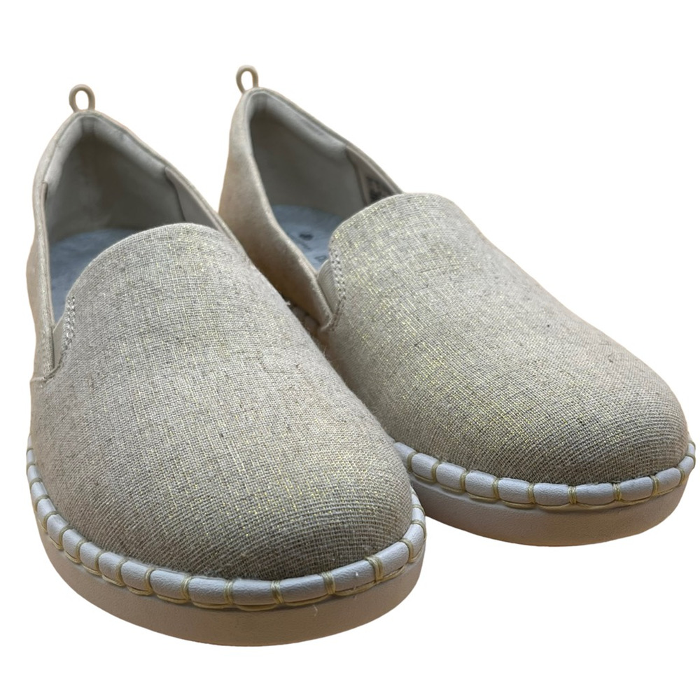 Clarks Cloudsteppers Step Go Slip On Loafers Soft Gold Fabric Round Toe 10 M